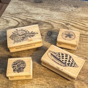 Beachy shells wooden stamp set